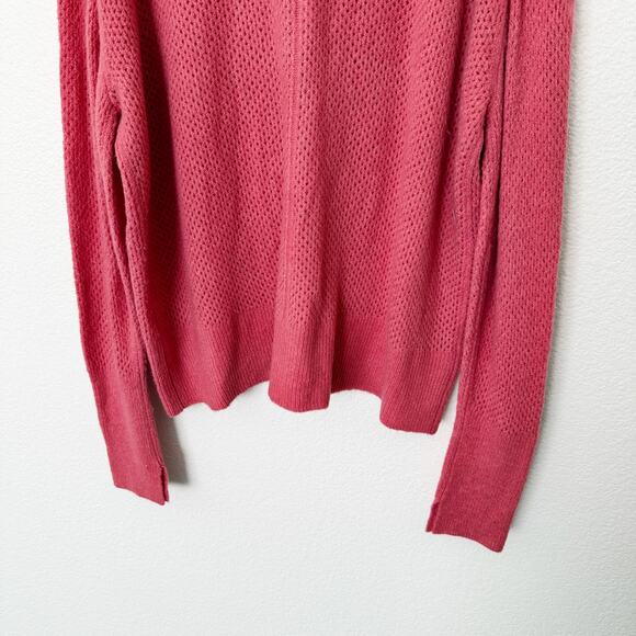 [Michael Stars] Pink Wool Blend Open Knit Cozy V-Neck Cardigan Sweater Sz Large - Picture 7 of 11